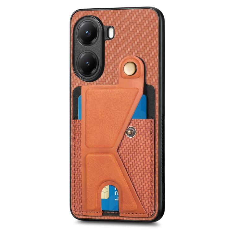 For Xiaomi Poco X7 Pro Carbon Fiber Wallet Flip Card K-shaped Holder Phone Case