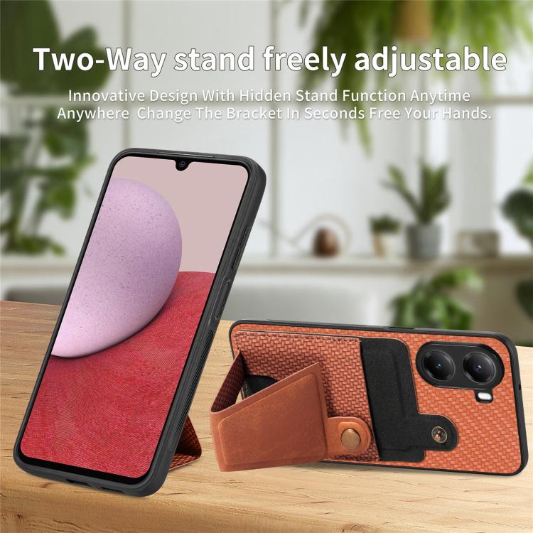 For Xiaomi Poco X7 Pro Carbon Fiber Wallet Flip Card K-shaped Holder Phone Case