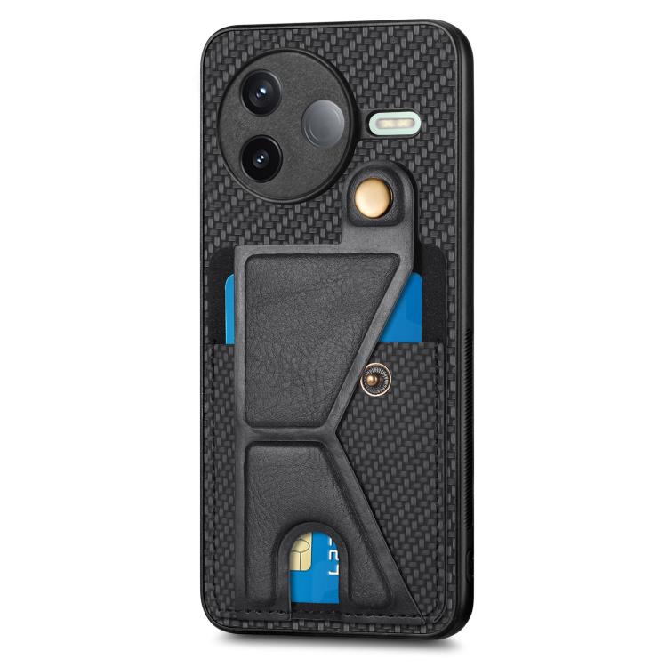 For Redmi K80 / Poco F7 Pro Carbon Fiber Wallet Flip Card K-shaped Holder Phone Case