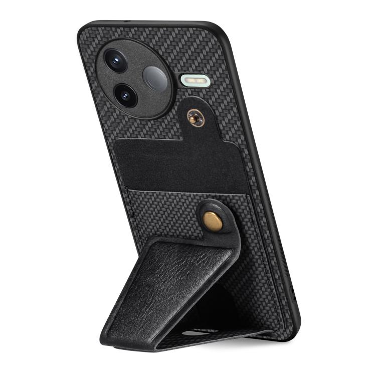 For Redmi K80 / Poco F7 Pro Carbon Fiber Wallet Flip Card K-shaped Holder Phone Case