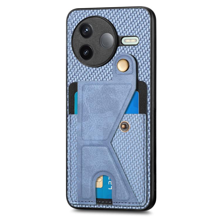 For Redmi K80 / Poco F7 Pro Carbon Fiber Wallet Flip Card K-shaped Holder Phone Case