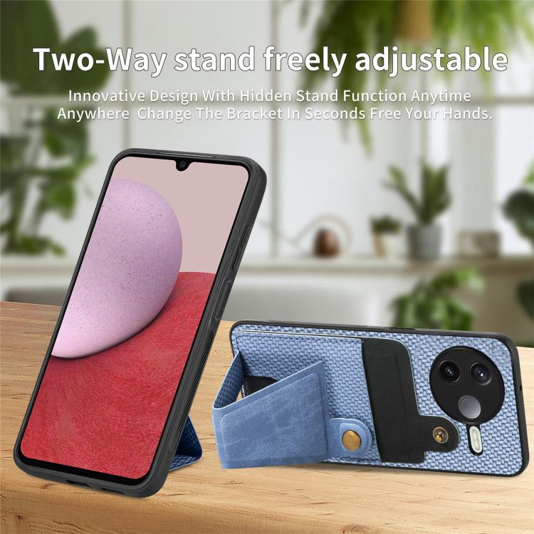 For Redmi K80 / Poco F7 Pro Carbon Fiber Wallet Flip Card K-shaped Holder Phone Case