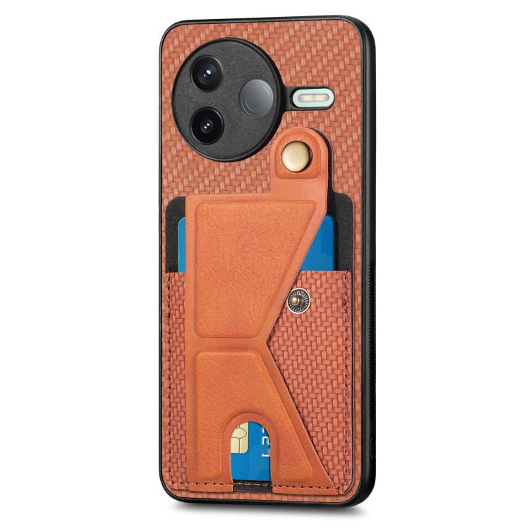 For Redmi K80 / Poco F7 Pro Carbon Fiber Wallet Flip Card K-shaped Holder Phone Case