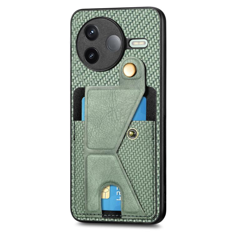 For Redmi K80 / Poco F7 Pro Carbon Fiber Wallet Flip Card K-shaped Holder Phone Case