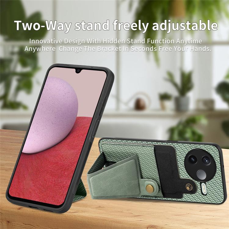 For Redmi K80 / Poco F7 Pro Carbon Fiber Wallet Flip Card K-shaped Holder Phone Case