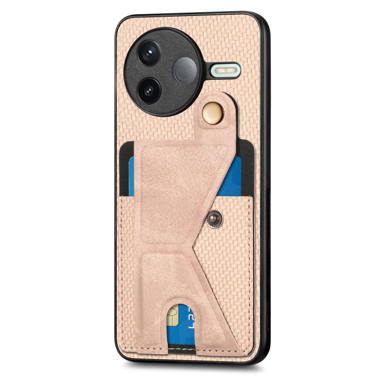 For Redmi K80 / Poco F7 Pro Carbon Fiber Wallet Flip Card K-shaped Holder Phone Case