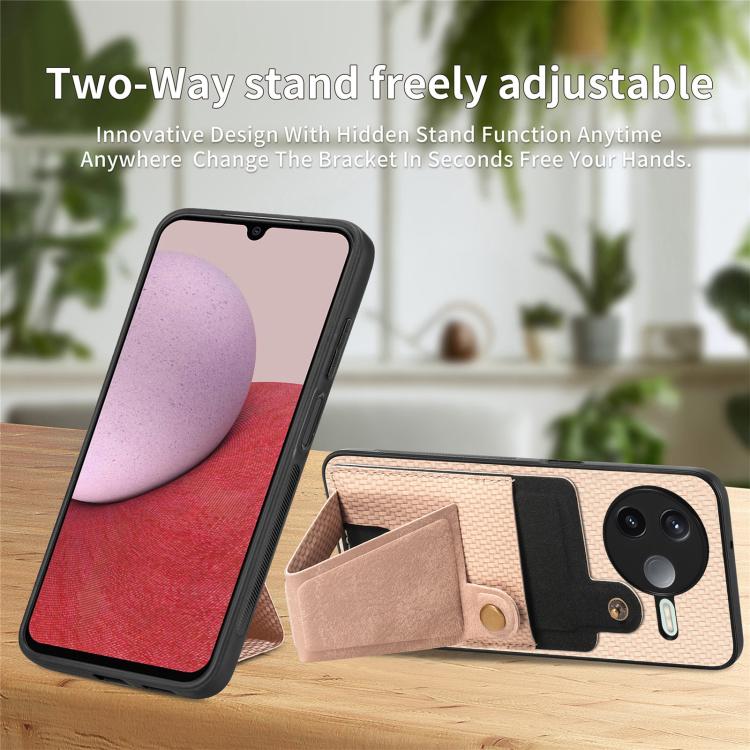 For Redmi K80 / Poco F7 Pro Carbon Fiber Wallet Flip Card K-shaped Holder Phone Case