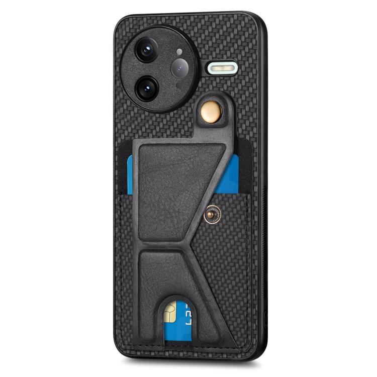 For Redmi K80 Pro / Poco F7 Ultra Carbon Fiber Wallet Flip Card K-shaped Holder Phone Case