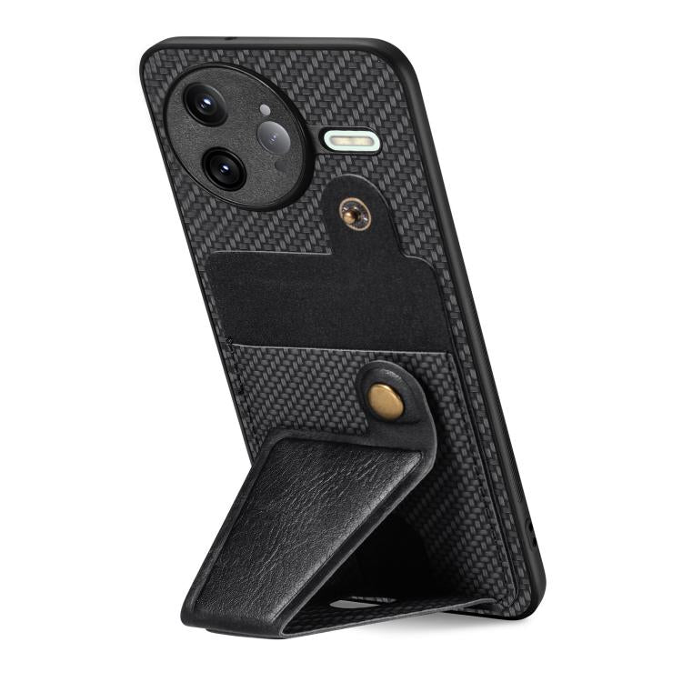For Redmi K80 Pro / Poco F7 Ultra Carbon Fiber Wallet Flip Card K-shaped Holder Phone Case