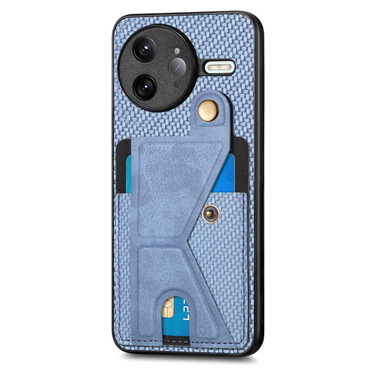 For Redmi K80 Pro / Poco F7 Ultra Carbon Fiber Wallet Flip Card K-shaped Holder Phone Case