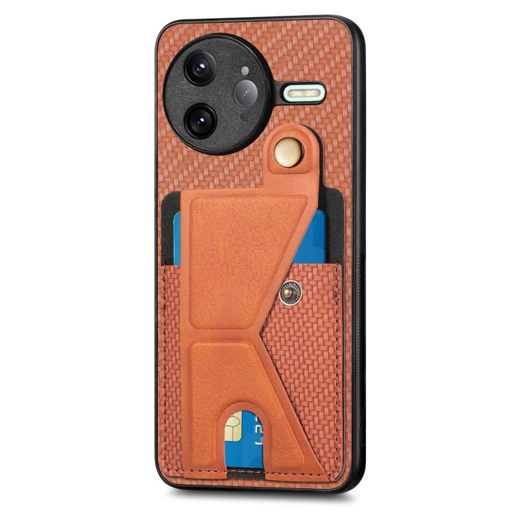 For Redmi K80 Pro / Poco F7 Ultra Carbon Fiber Wallet Flip Card K-shaped Holder Phone Case