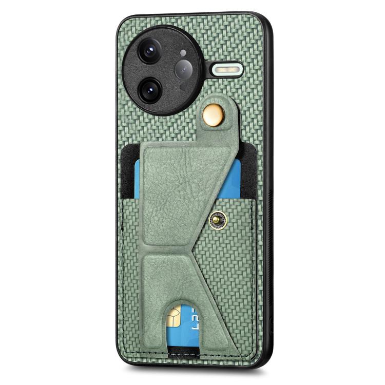 For Redmi K80 Pro / Poco F7 Ultra Carbon Fiber Wallet Flip Card K-shaped Holder Phone Case