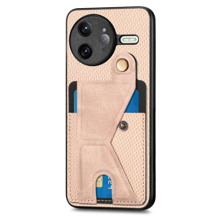 For Redmi K80 Pro / Poco F7 Ultra Carbon Fiber Wallet Flip Card K-shaped Holder Phone Case