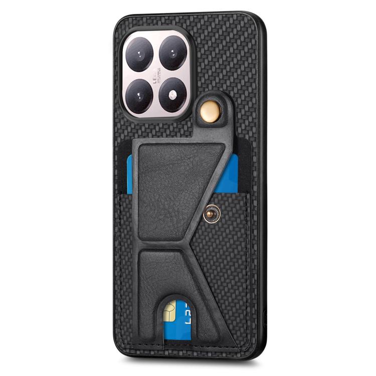For Xiaomi 15T Carbon Fiber Wallet Flip Card K-shaped Holder Phone Case