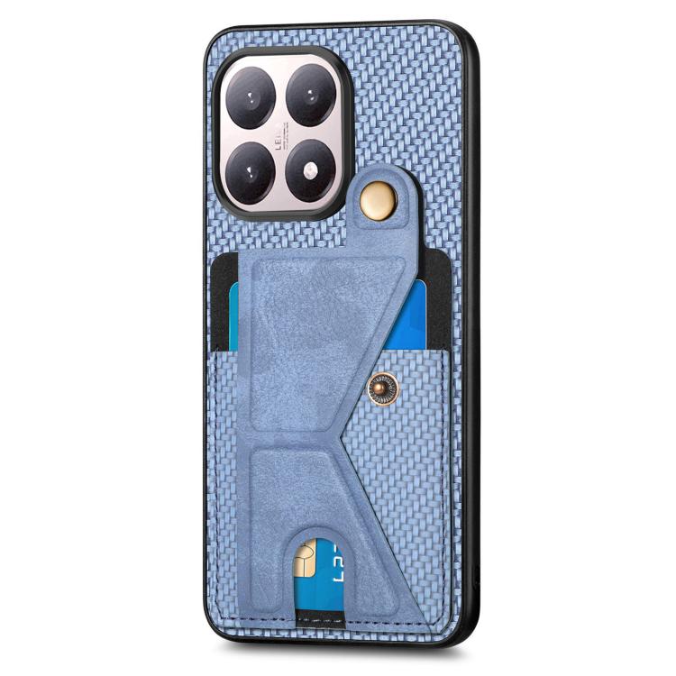 For Xiaomi 15T Carbon Fiber Wallet Flip Card K-shaped Holder Phone Case