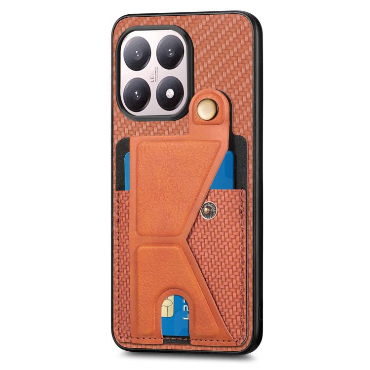 For Xiaomi 15T Carbon Fiber Wallet Flip Card K-shaped Holder Phone Case