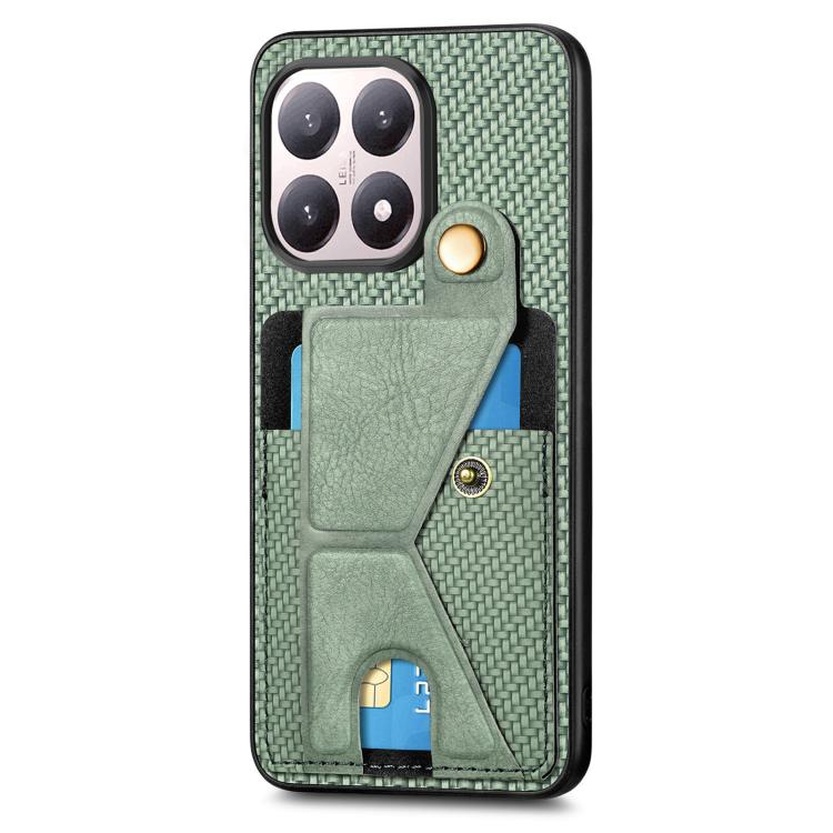 For Xiaomi 15T Carbon Fiber Wallet Flip Card K-shaped Holder Phone Case