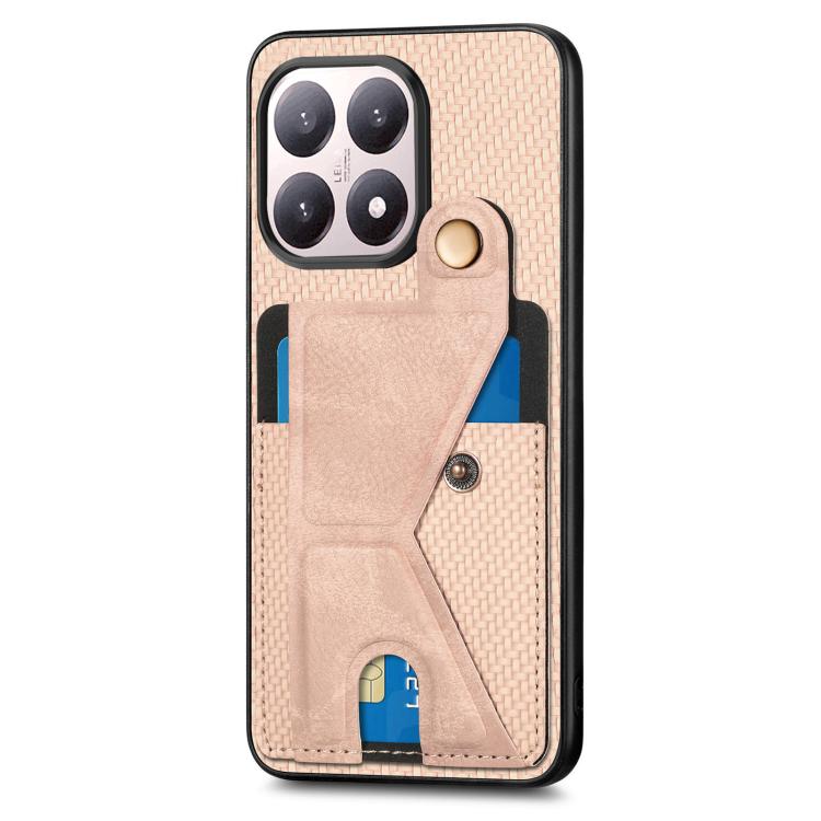 For Xiaomi 15T Carbon Fiber Wallet Flip Card K-shaped Holder Phone Case
