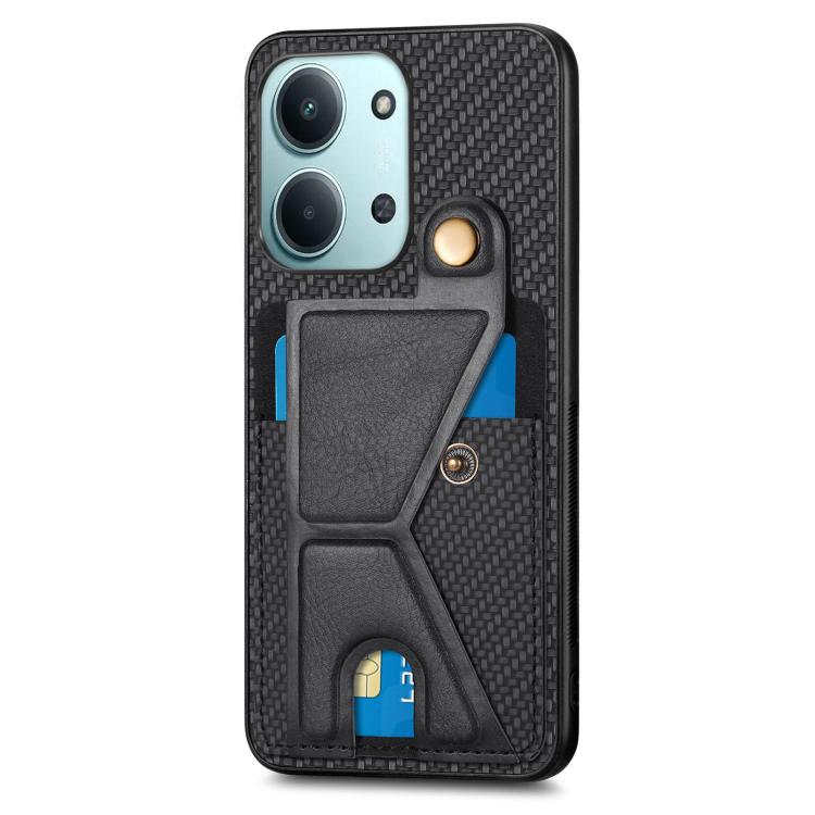 For Redmi 15C 5G / 4G Global 171mm Carbon Fiber Wallet Flip Card K-shaped Holder Phone Case