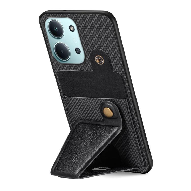 For Redmi 15C 5G / 4G Global 171mm Carbon Fiber Wallet Flip Card K-shaped Holder Phone Case