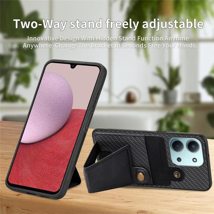 For Redmi 15C 5G / 4G Global 171mm Carbon Fiber Wallet Flip Card K-shaped Holder Phone Case