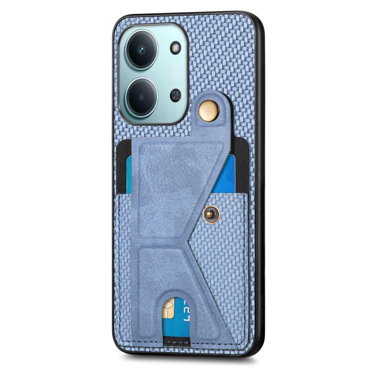 For Redmi 15C 5G / 4G Global 171mm Carbon Fiber Wallet Flip Card K-shaped Holder Phone Case