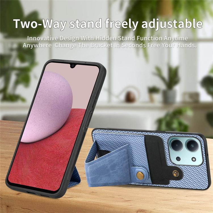 For Redmi 15C 5G / 4G Global 171mm Carbon Fiber Wallet Flip Card K-shaped Holder Phone Case