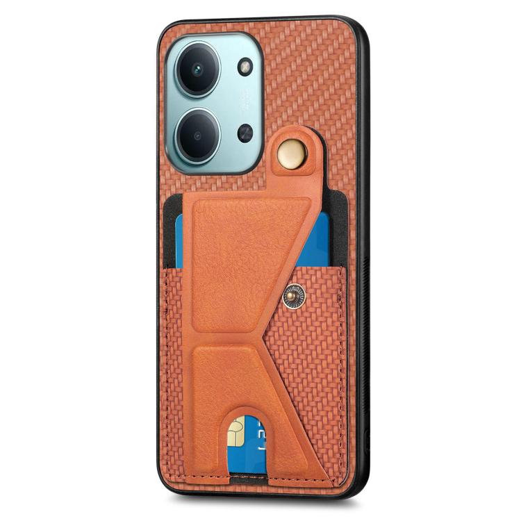 For Redmi 15C 5G / 4G Global 171mm Carbon Fiber Wallet Flip Card K-shaped Holder Phone Case