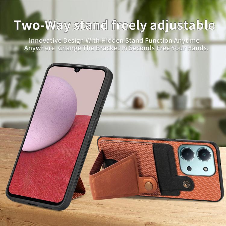 For Redmi 15C 5G / 4G Global 171mm Carbon Fiber Wallet Flip Card K-shaped Holder Phone Case