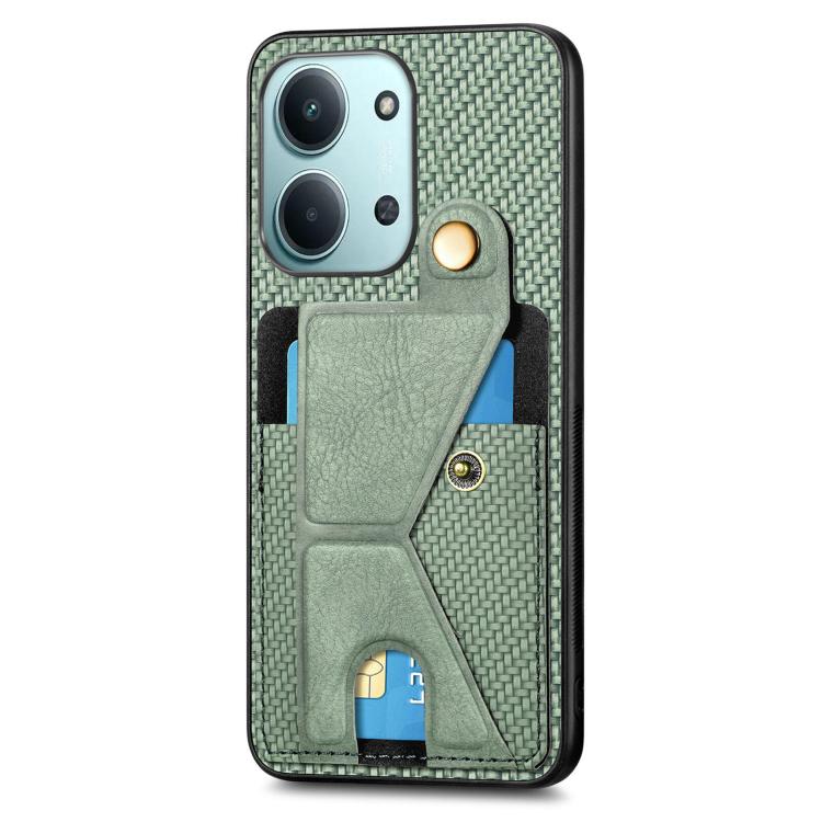For Redmi 15C 5G / 4G Global 171mm Carbon Fiber Wallet Flip Card K-shaped Holder Phone Case