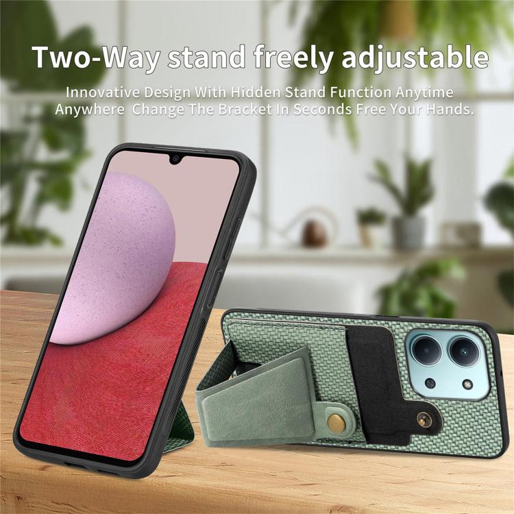 For Redmi 15C 5G / 4G Global 171mm Carbon Fiber Wallet Flip Card K-shaped Holder Phone Case
