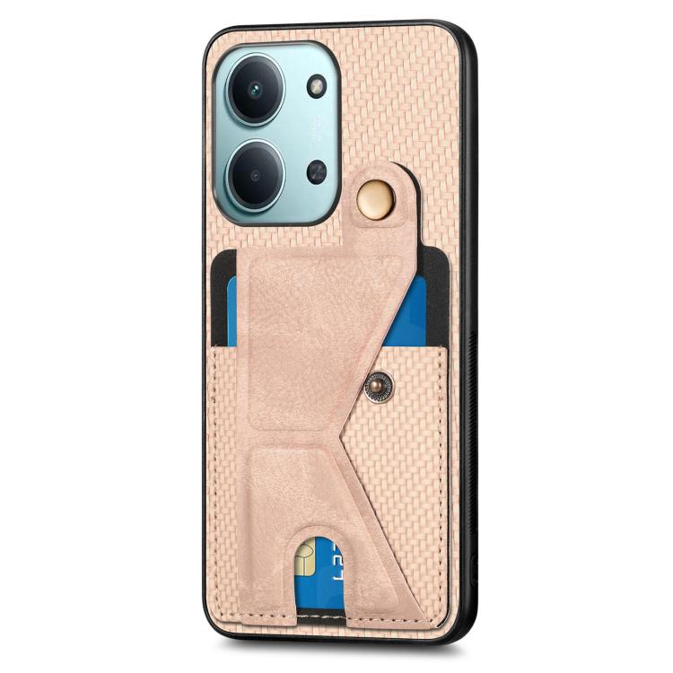 For Redmi 15C 5G / 4G Global 171mm Carbon Fiber Wallet Flip Card K-shaped Holder Phone Case