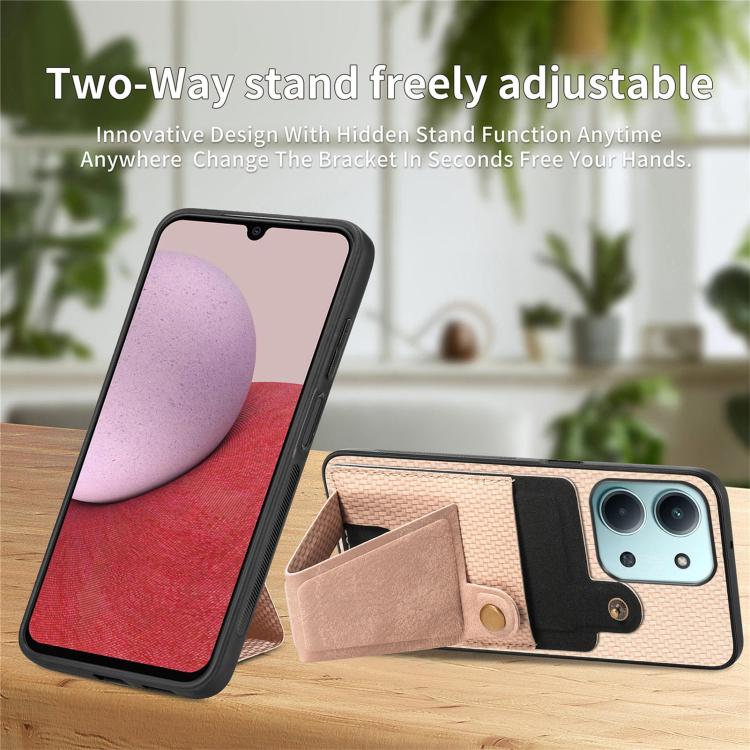 For Redmi 15C 5G / 4G Global 171mm Carbon Fiber Wallet Flip Card K-shaped Holder Phone Case