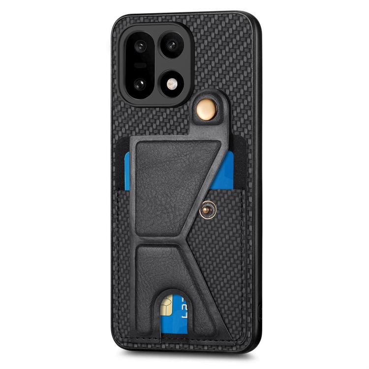 For OnePlus 15 Carbon Fiber Wallet Flip Card K-shaped Holder Phone Case