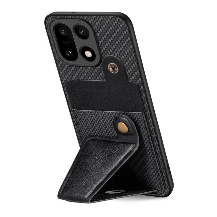 For OnePlus 15 Carbon Fiber Wallet Flip Card K-shaped Holder Phone Case