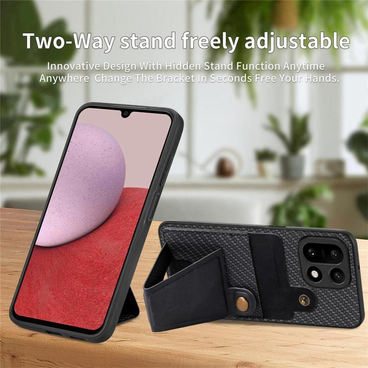 For OnePlus 15 Carbon Fiber Wallet Flip Card K-shaped Holder Phone Case
