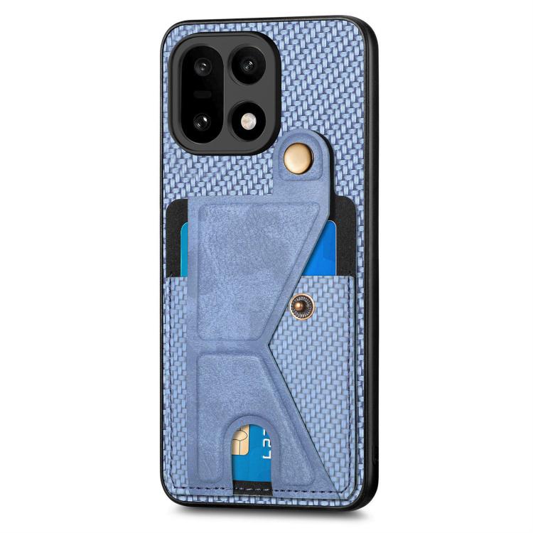 For OnePlus 15 Carbon Fiber Wallet Flip Card K-shaped Holder Phone Case