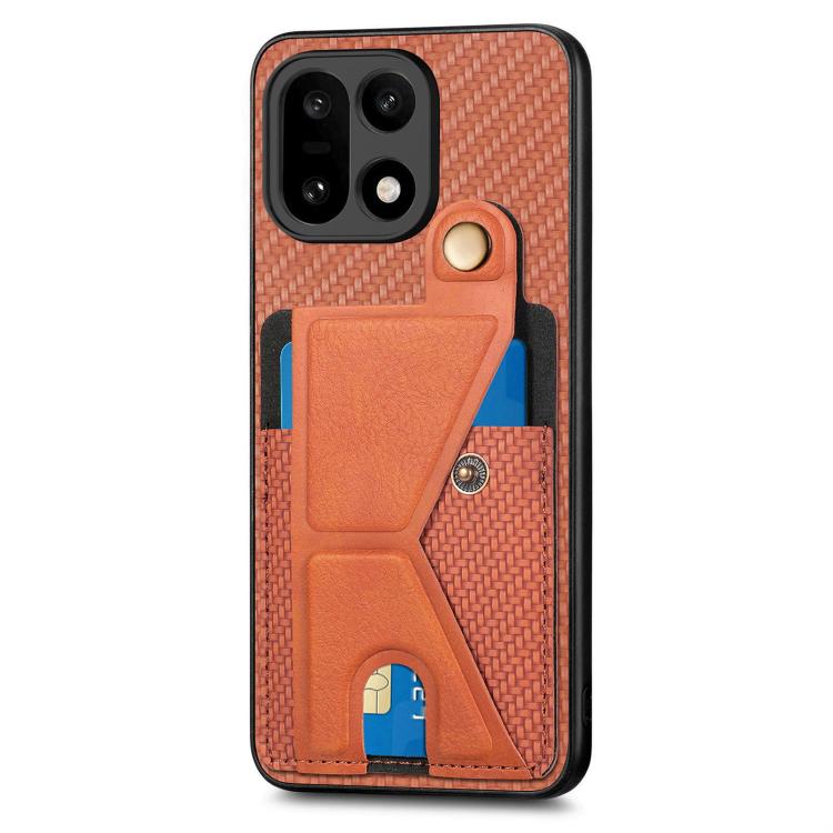 For OnePlus 15 Carbon Fiber Wallet Flip Card K-shaped Holder Phone Case