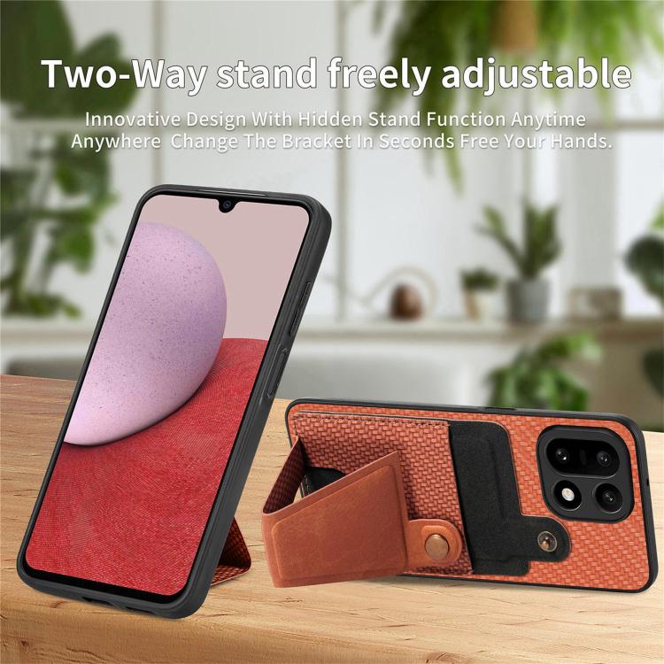 For OnePlus 15 Carbon Fiber Wallet Flip Card K-shaped Holder Phone Case