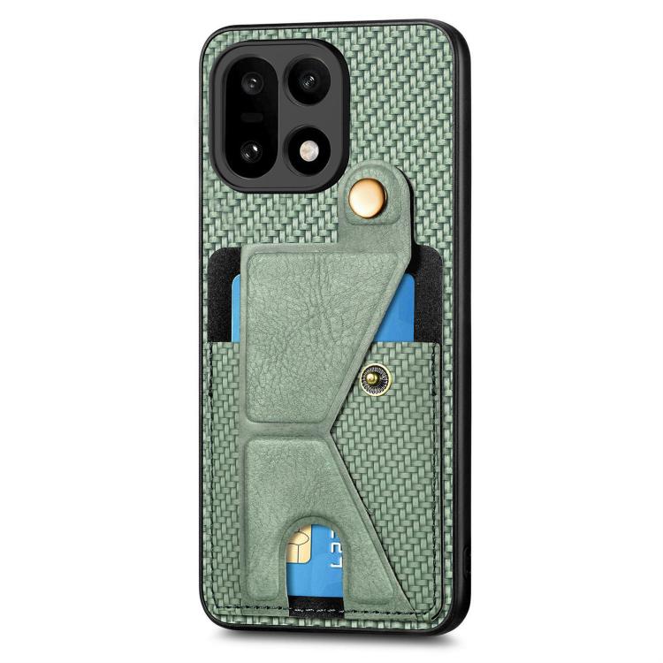 For OnePlus 15 Carbon Fiber Wallet Flip Card K-shaped Holder Phone Case