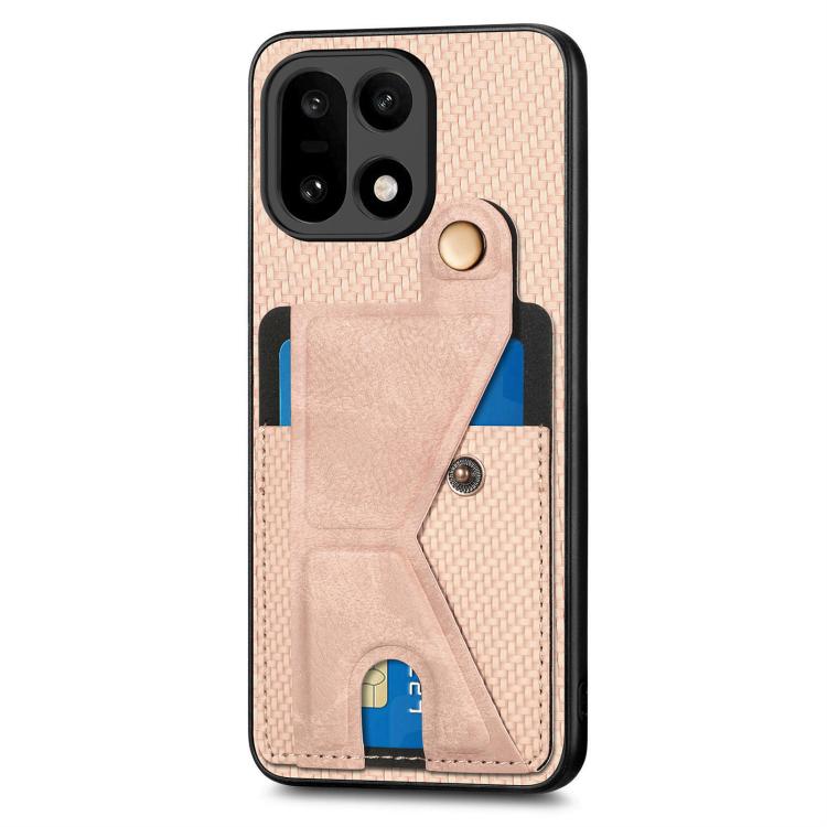 For OnePlus 15 Carbon Fiber Wallet Flip Card K-shaped Holder Phone Case