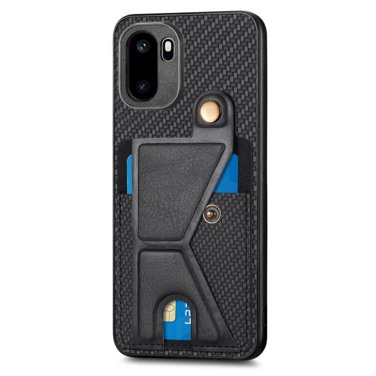 For OnePlus Ace 6 / 6T / 15R Carbon Fiber Wallet Flip Card K-shaped Holder Phone Case