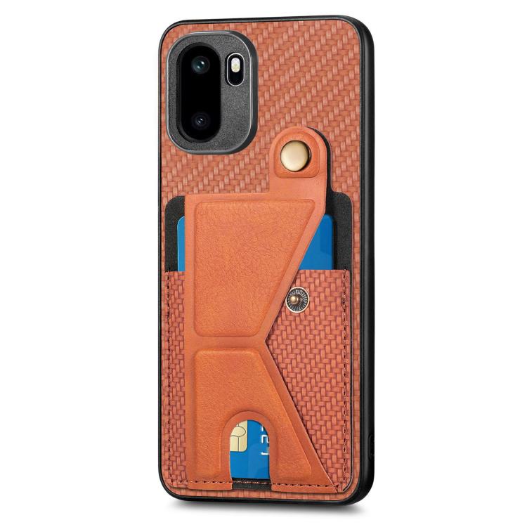 For OnePlus Ace 6 / 6T / 15R Carbon Fiber Wallet Flip Card K-shaped Holder Phone Case