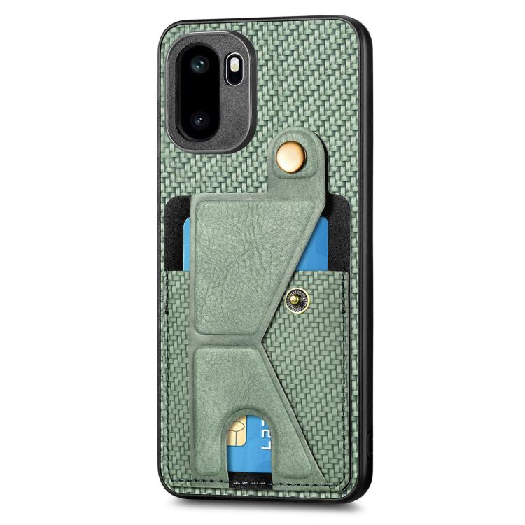 For OnePlus Ace 6 / 6T / 15R Carbon Fiber Wallet Flip Card K-shaped Holder Phone Case