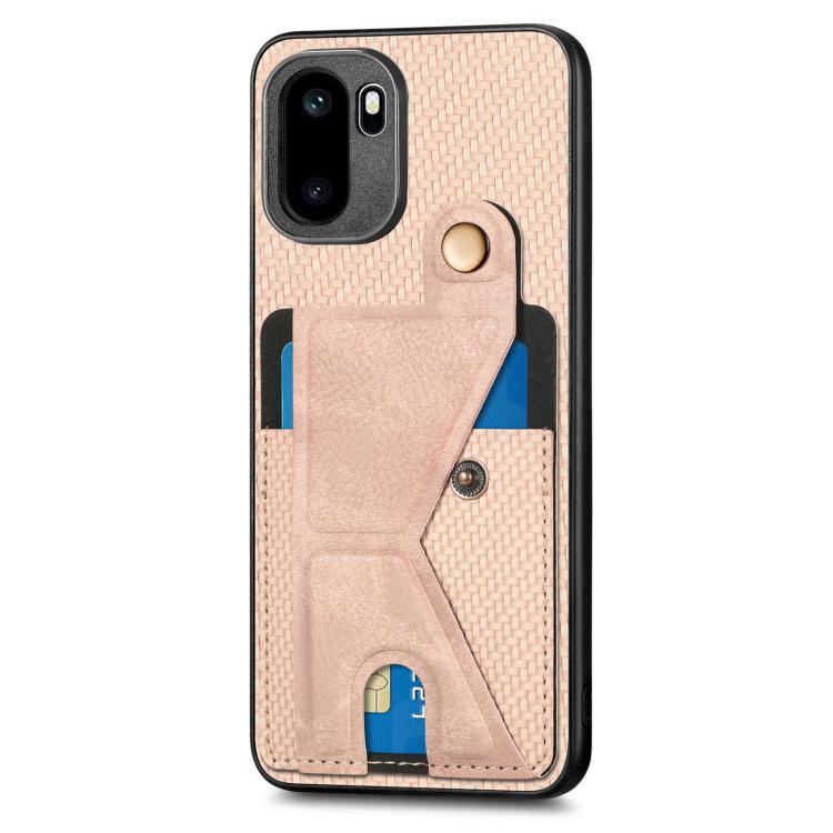 For OnePlus Ace 6 / 6T / 15R Carbon Fiber Wallet Flip Card K-shaped Holder Phone Case
