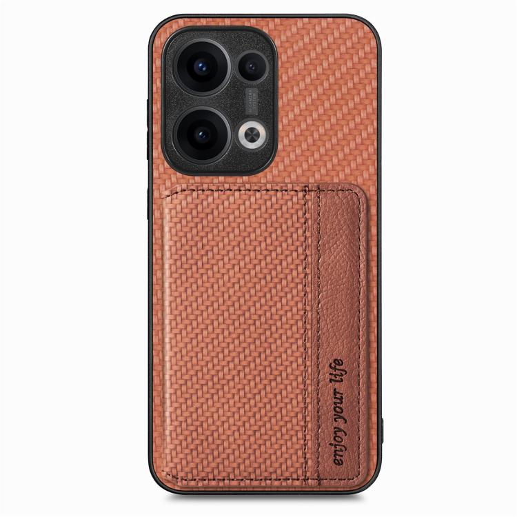 For OPPO Reno13 Carbon Fiber Magnetic Card Bag Phone Case
