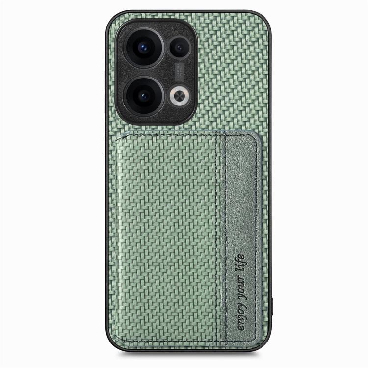 For OPPO Reno13 Carbon Fiber Magnetic Card Bag Phone Case