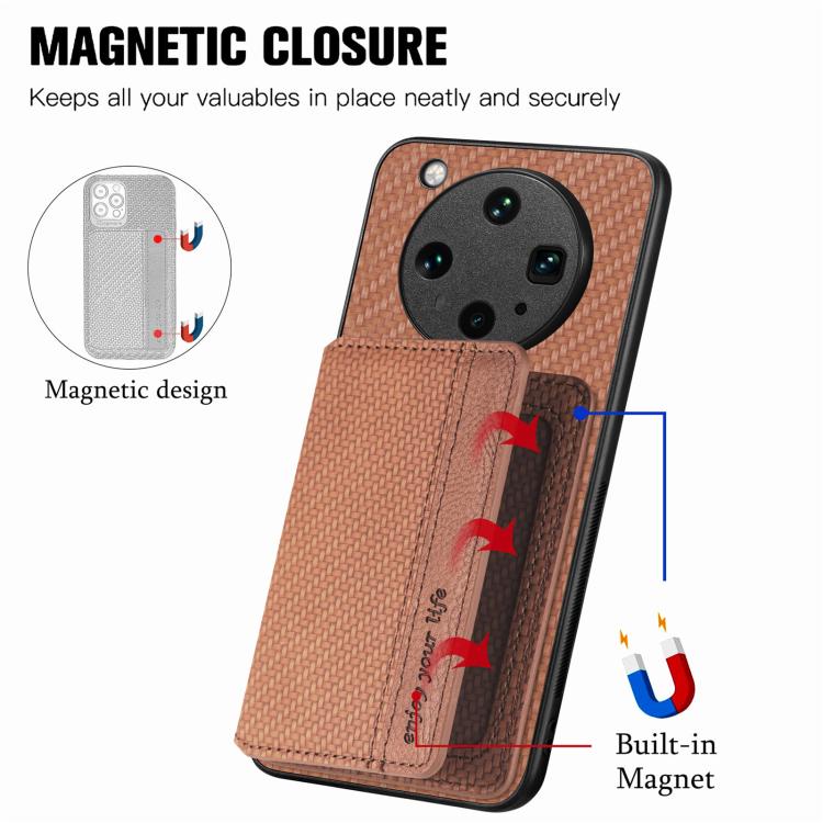 For OPPO Find X8 Ultra Carbon Fiber Magnetic Card Bag Phone Case
