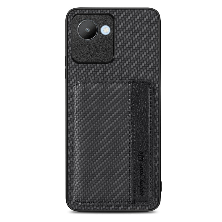 For Realme C30 Carbon Fiber Magnetic Card Bag Phone Case
