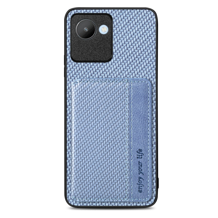 For Realme C30 Carbon Fiber Magnetic Card Bag Phone Case